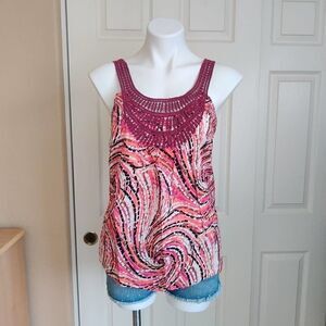 PrAna Breathe crochet neck cotton tank top sz M